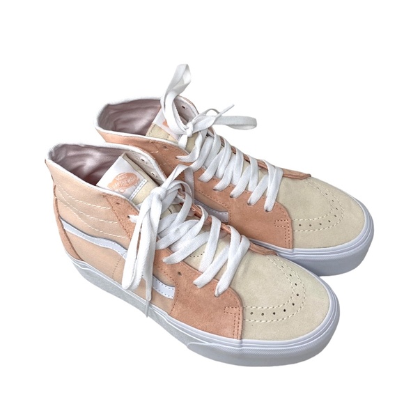 VANS Sk8-Hi Tapered Platform Shoes Skate Peach Women's Suede Canvas VN0A5JMKBOD - Picture 3 of 9